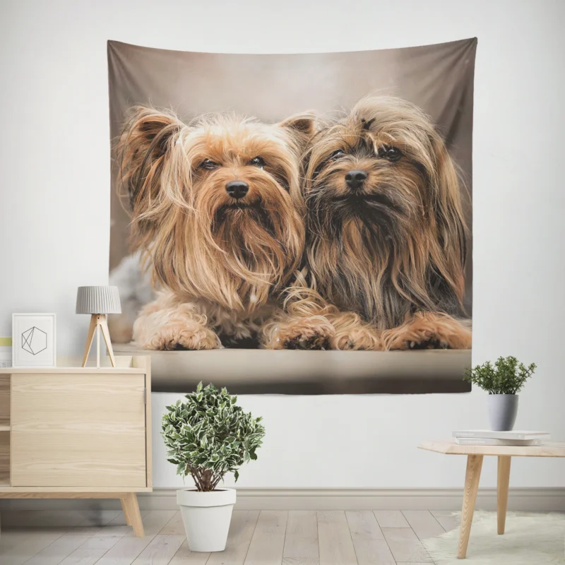 A Bundle of Cute Companions  Yorkshire Terriers Wall Tapestry