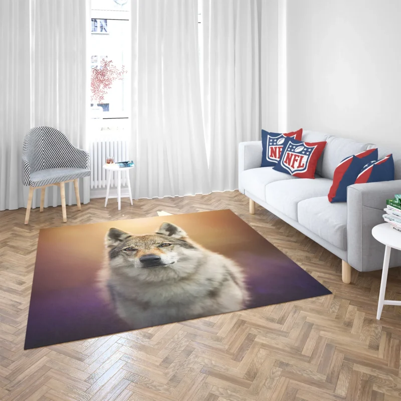 A Captivating Wolfish Stare: Wolfdog Quartet Floor Rug 2