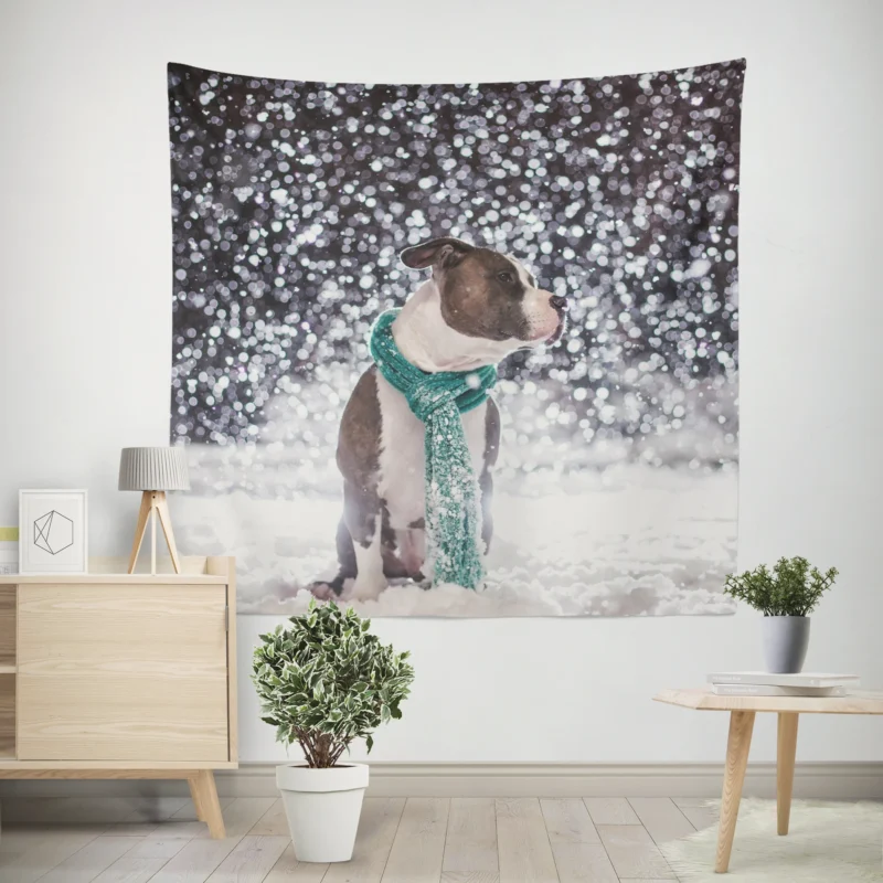 A Pibble Christmas  Pit Bull Quartet Wall Tapestry