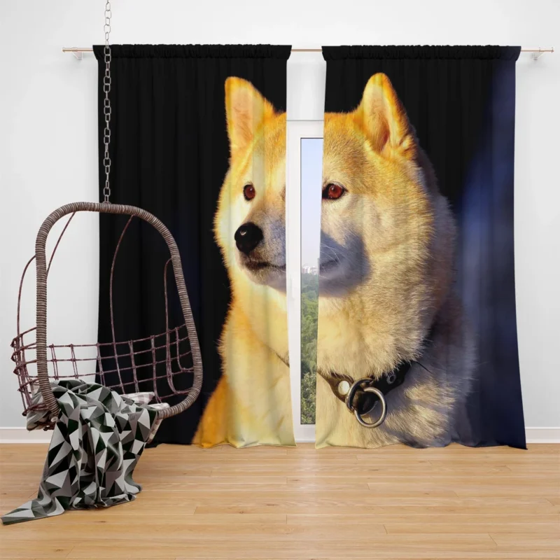 A Portrait of Beauty: Shiba Inu Quartet Window Curtain