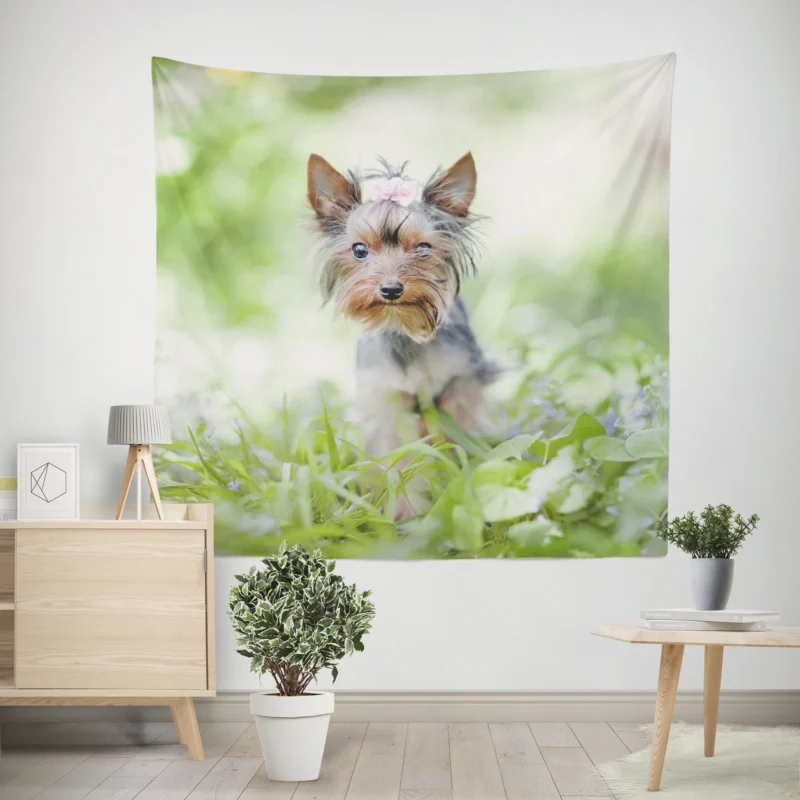 A Portrait of Tenacity  Terrier Quartet Wall Tapestry