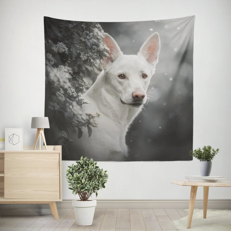 A Study in Radiance  White Shepherd Quartet Wall Tapestry