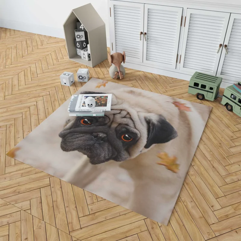 Active Fourfold Pug Majesty: Pug Quartet Floor Rug 1