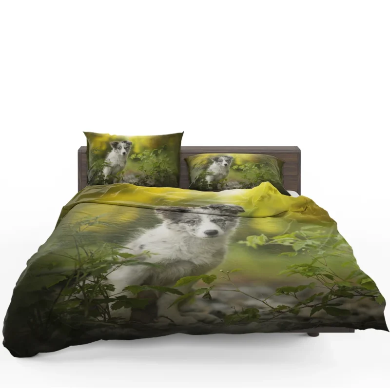 Adorable Ba and Puppy Charm: Australian Shepherd Puppy Bedding Set