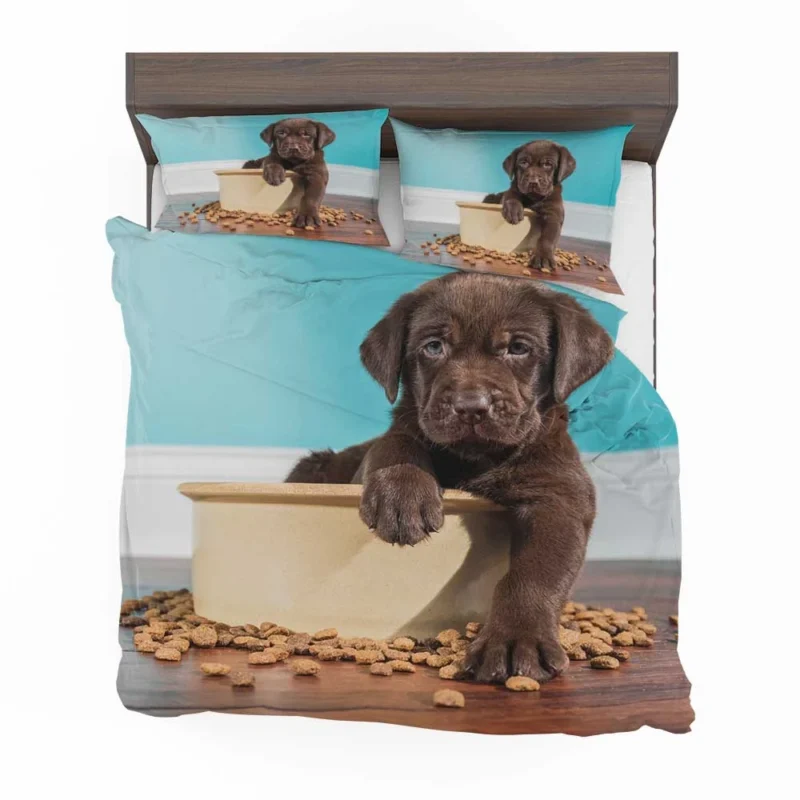 Adorable Quartet: Chocolate Labrador Puppies Bedding Set 1