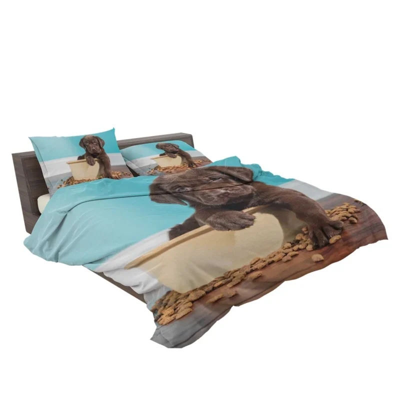 Adorable Quartet: Chocolate Labrador Puppies Bedding Set 2