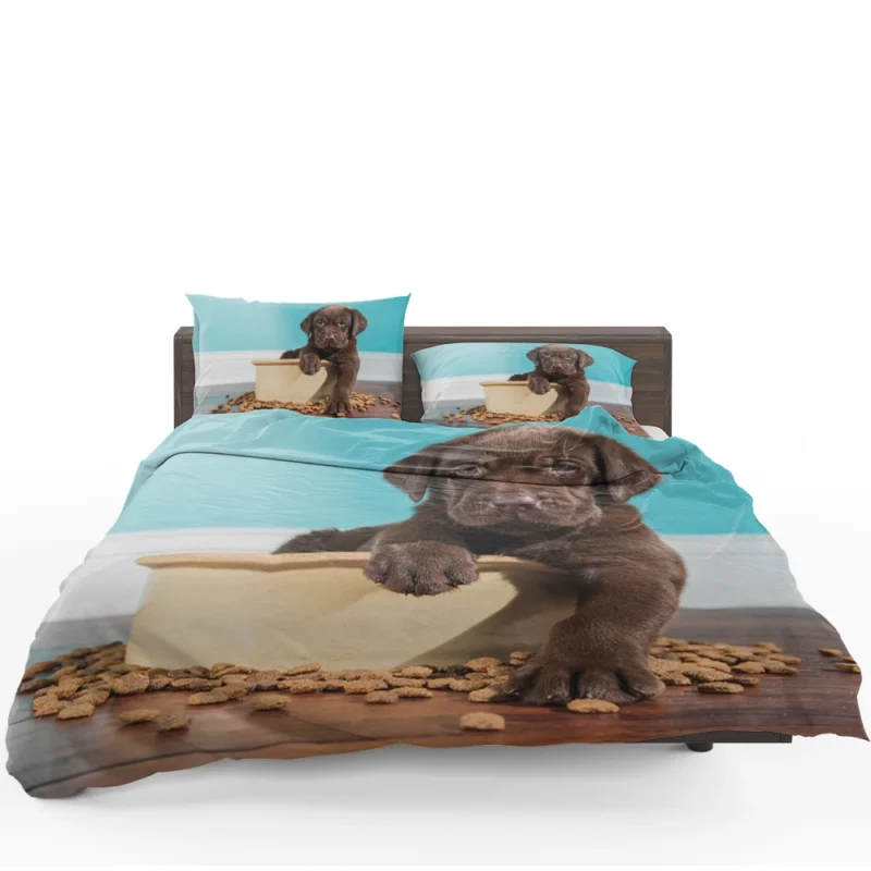 Adorable Quartet: Chocolate Labrador Puppies Bedding Set