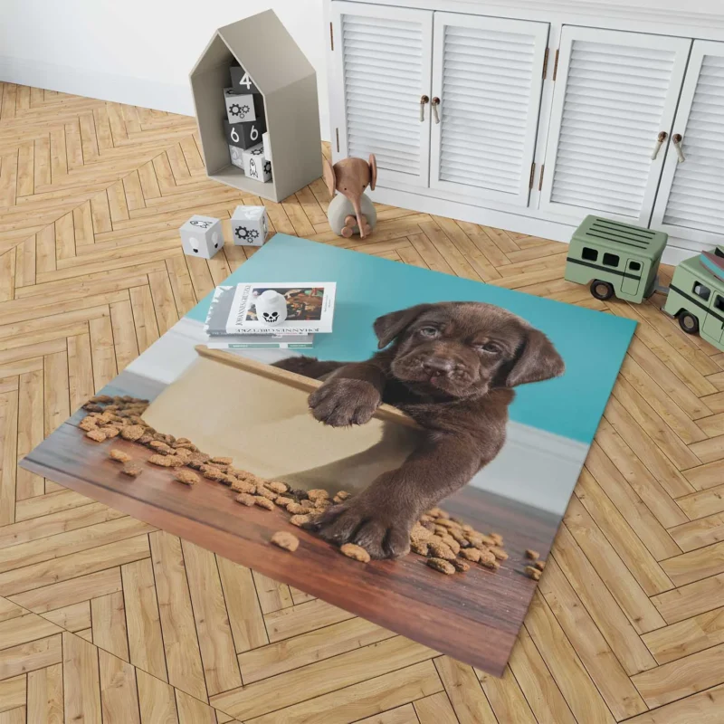 Adorable Quartet: Chocolate Labrador Puppies Floor Rug 1