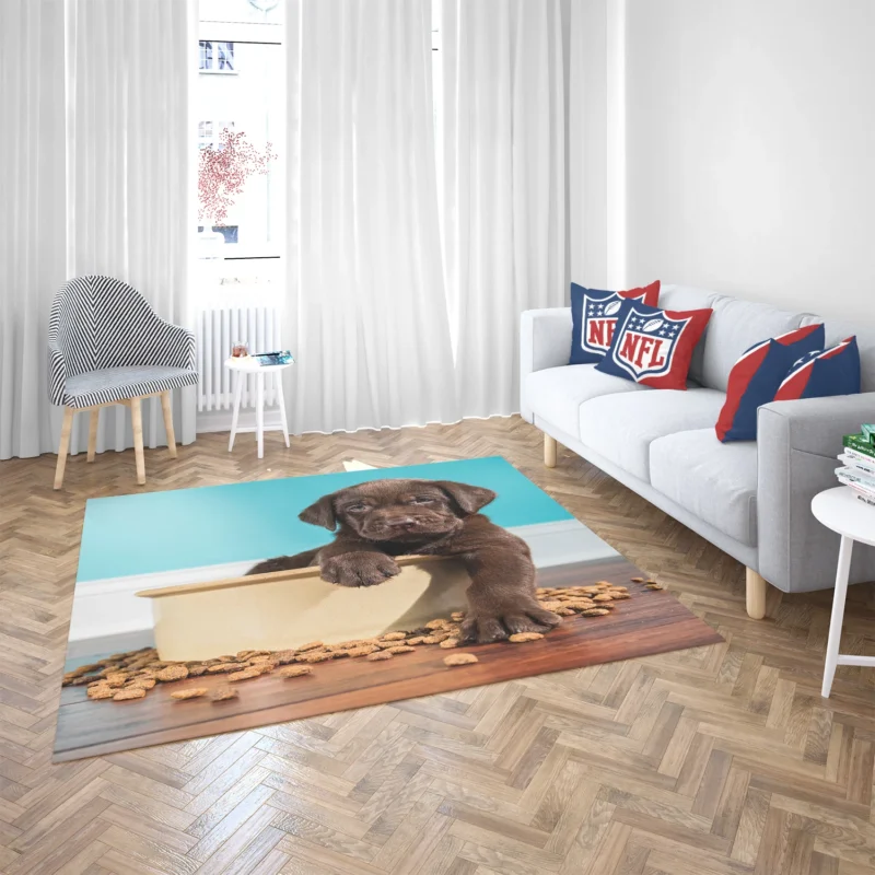 Adorable Quartet: Chocolate Labrador Puppies Floor Rug 2