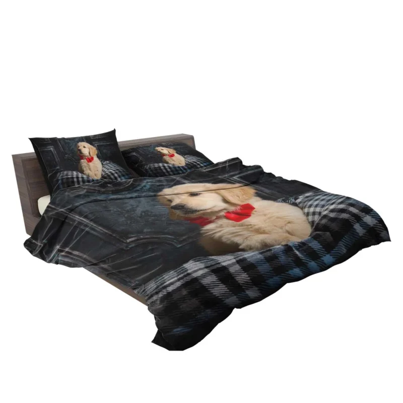 Adorable Quartet: Golden Retriever Puppies Bedding Set 2