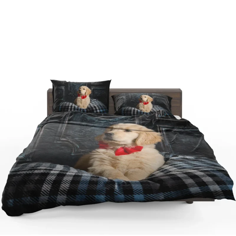 Adorable Quartet: Golden Retriever Puppies Bedding Set