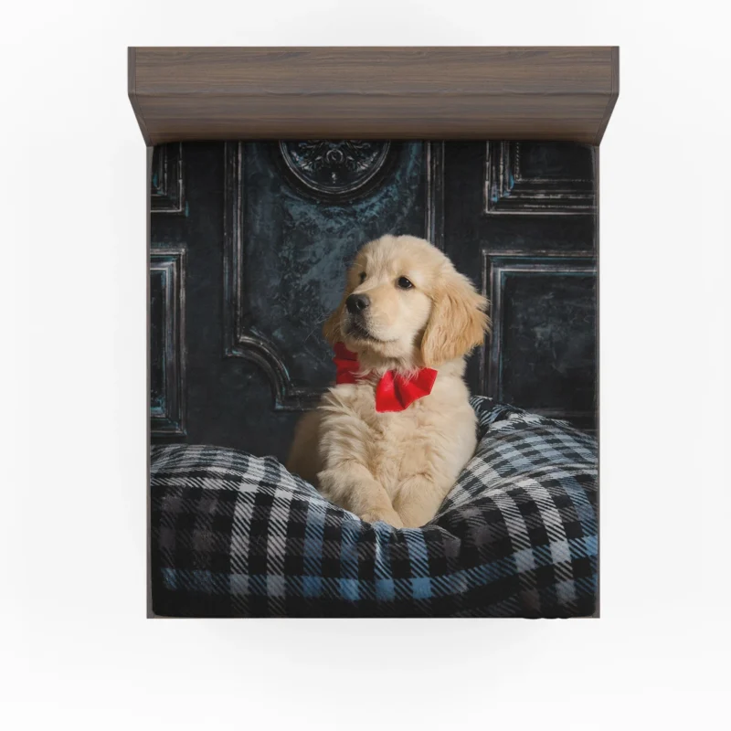 Adorable Quartet: Golden Retriever Puppies Fitted Sheet