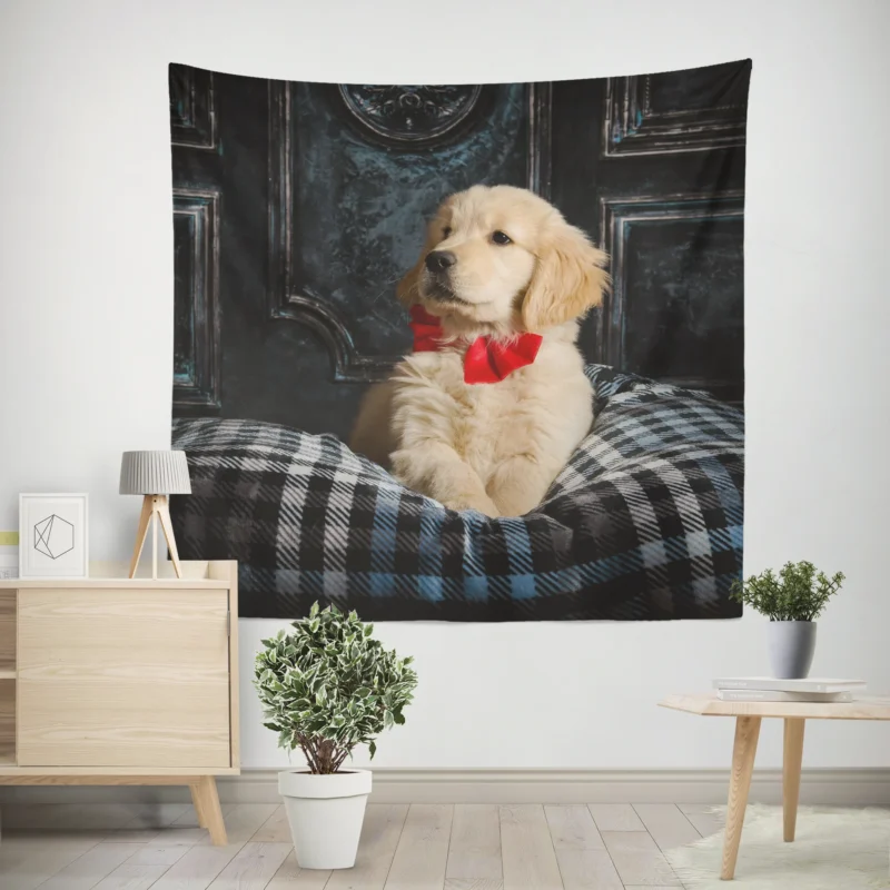 Adorable Quartet  Golden Retriever Puppies Wall Tapestry