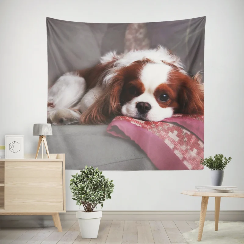 Adorable Quartet of Puppies  King Charles Spaniels Wall Tapestry