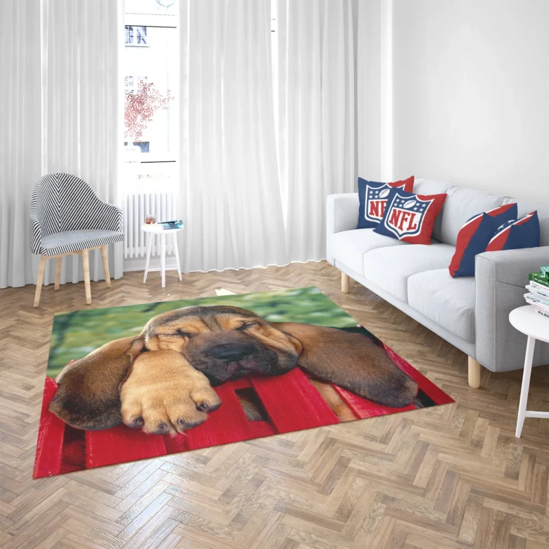 Adorable Sleeping Bloodhound Puppies: Bloodhound Floor Rug 2