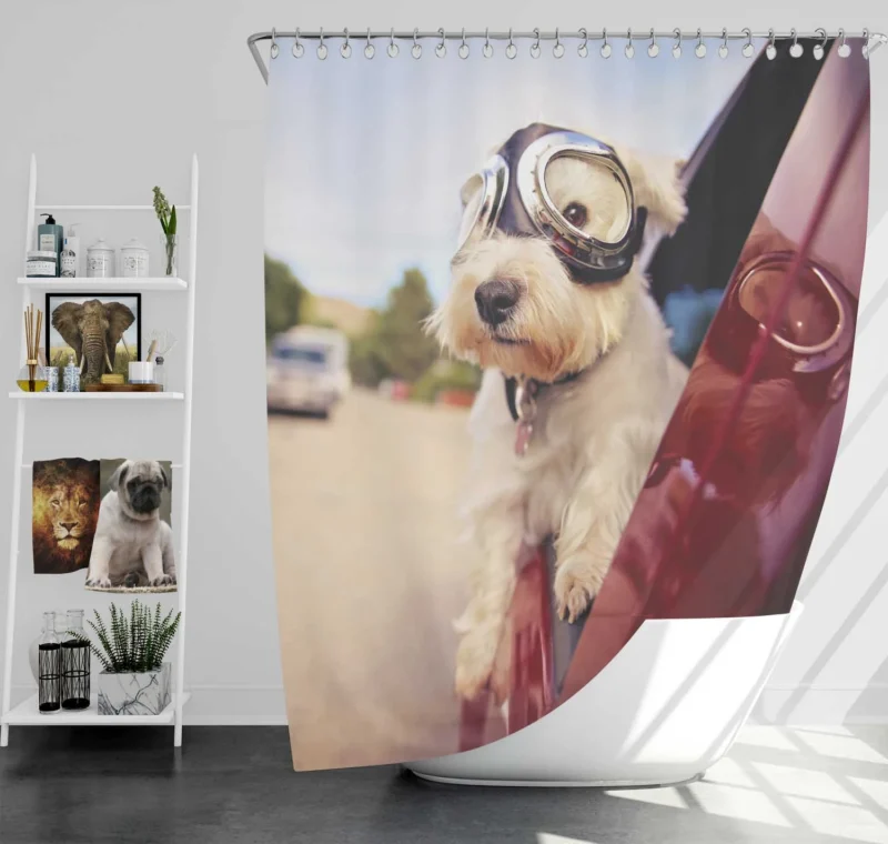 Adventurous West Highland White Terrier with Goggles Shower Curtain