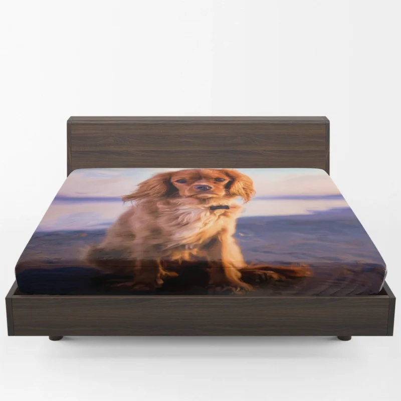 An Oil Painted Masterpiece: Cute Spaniel Artistry Fitted Sheet 1