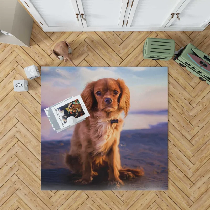 An Oil Painted Masterpiece: Cute Spaniel Artistry Floor Rug