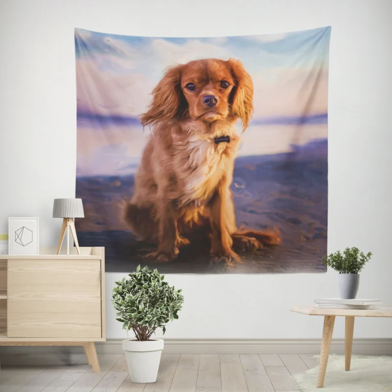 An Oil Painted Masterpiece  Cute Spaniel Artistry Wall Tapestry