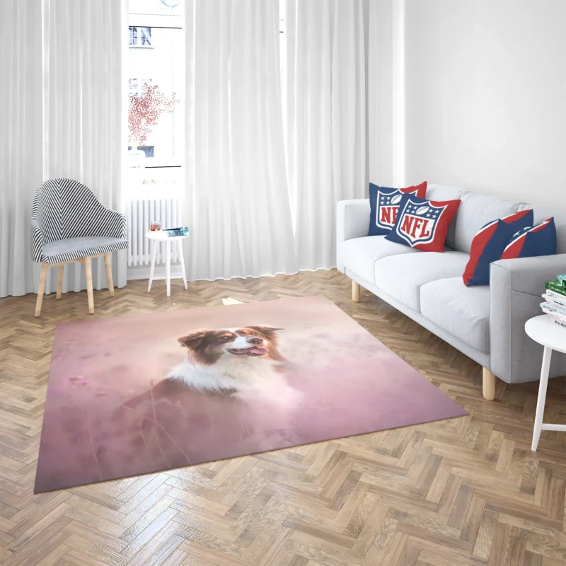 Artistic Blurred Canine Beauty: Australian Shepherd Floor Rug 2