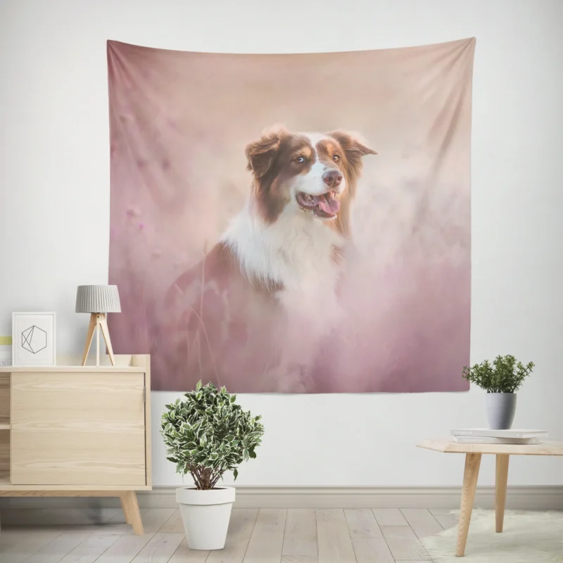 Artistic Blurred Canine Beauty  Australian Shepherd Wall Tapestry