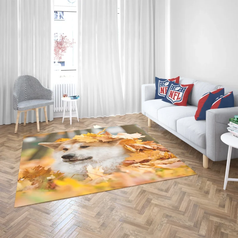 Autumn Leaves and Beauty: The Akita Quartet Floor Rug 2