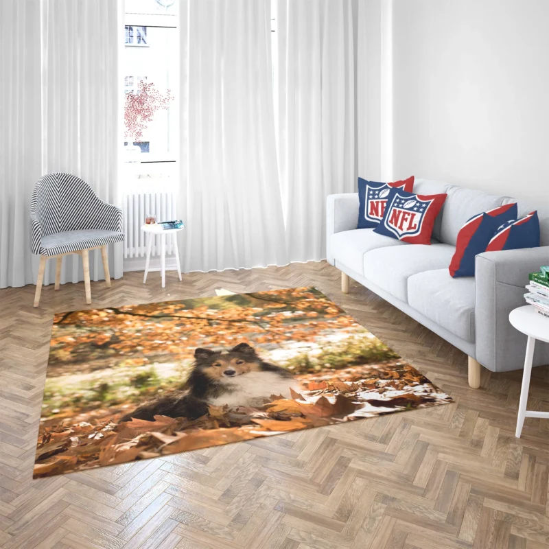 Autumnal Shetland Sheepdog Quartet Floor Rug 2