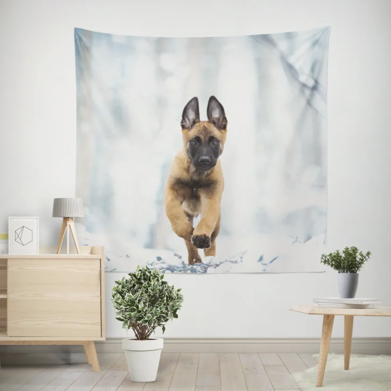 Ba and Puppy Charm  Belgian Malinois Puppy Wall Tapestry