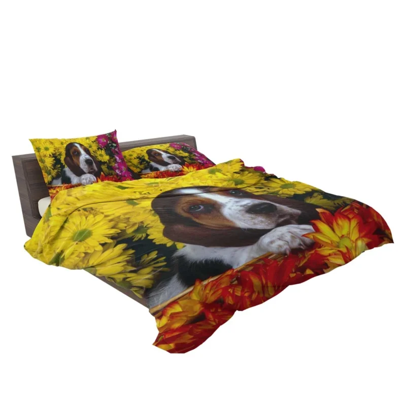 Basket of Flowers and Basset Beauty: Basset Hound Bedding Set 2