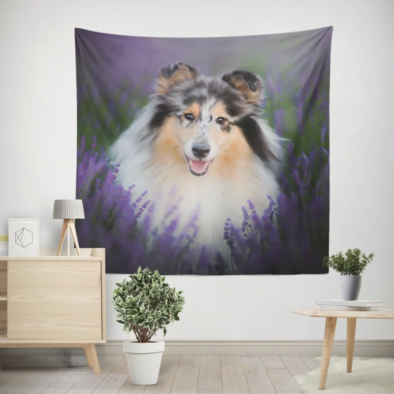 Baskets and Collies  Rough Collie Quartet Wall Tapestry