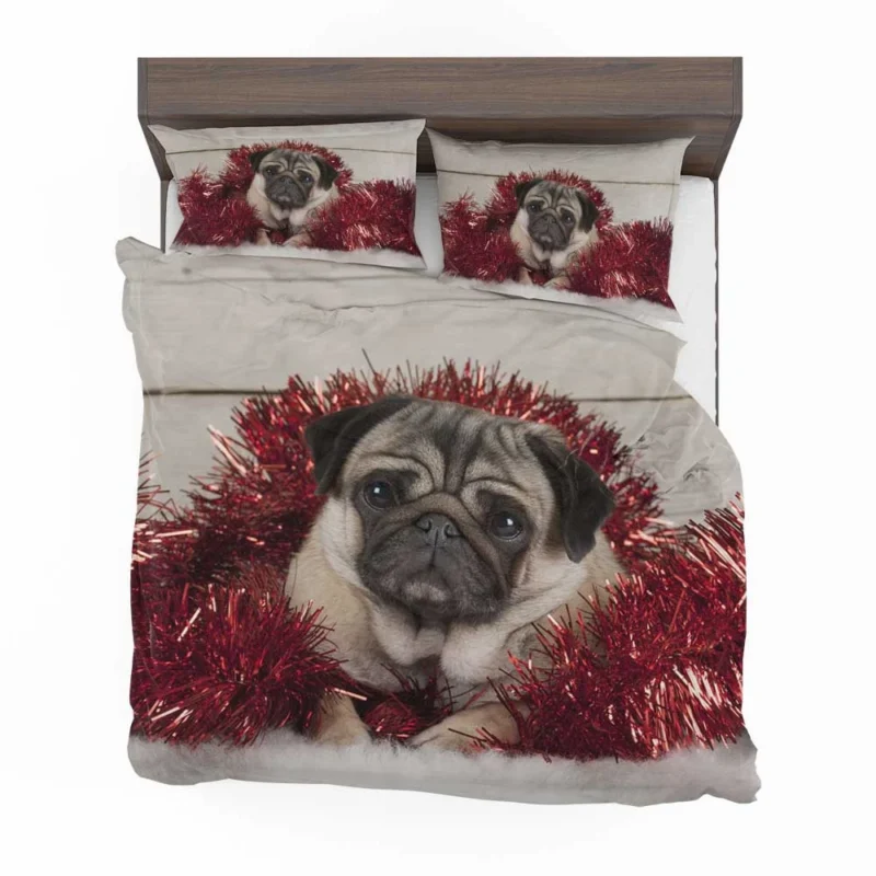 Bauble Puppies: Pug Christmas Quartet Bedding Set 1