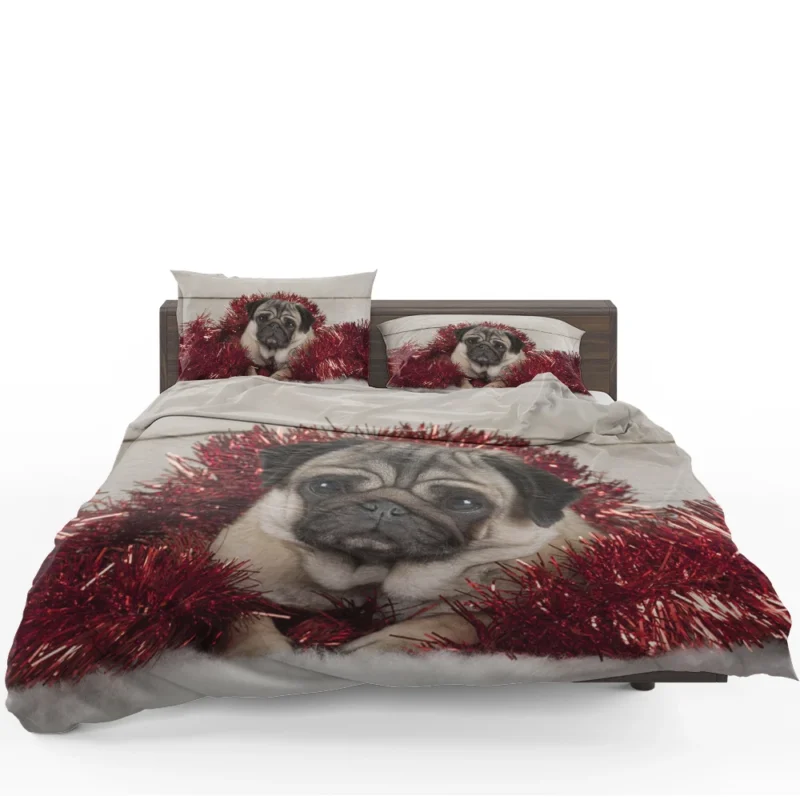 Bauble Puppies: Pug Christmas Quartet Bedding Set