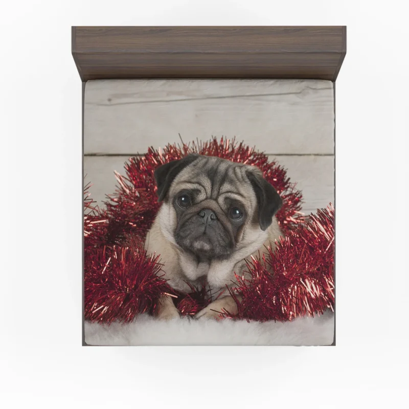 Bauble Puppies: Pug Christmas Quartet Fitted Sheet