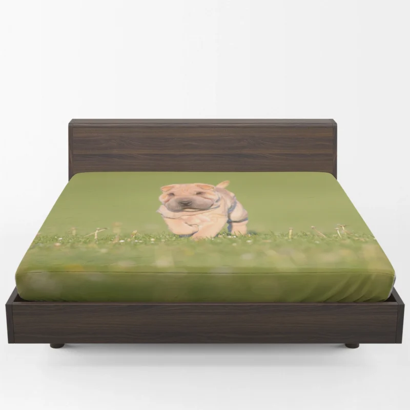 Bauble Puppy Amidst Shar Pei Greenery: Quartet Fitted Sheet 1