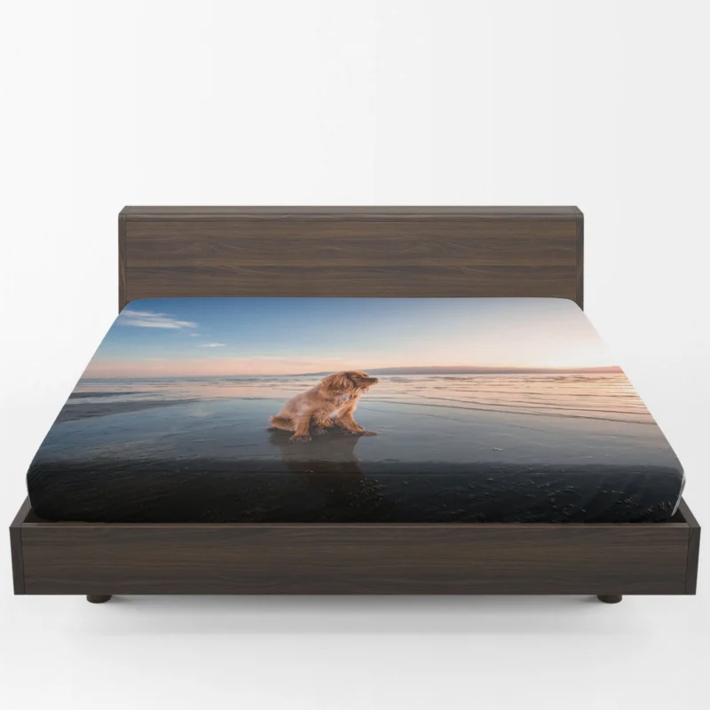 Beach Sunrise Bliss with Cocker Spaniels Fitted Sheet 1