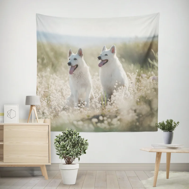 Berger Blanc Suisse Elegance in Depth Of Field Wall Tapestry