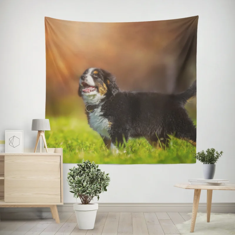 Bernese Ba Pups in Beauty  Bernese Mountain Dog Wall Tapestry