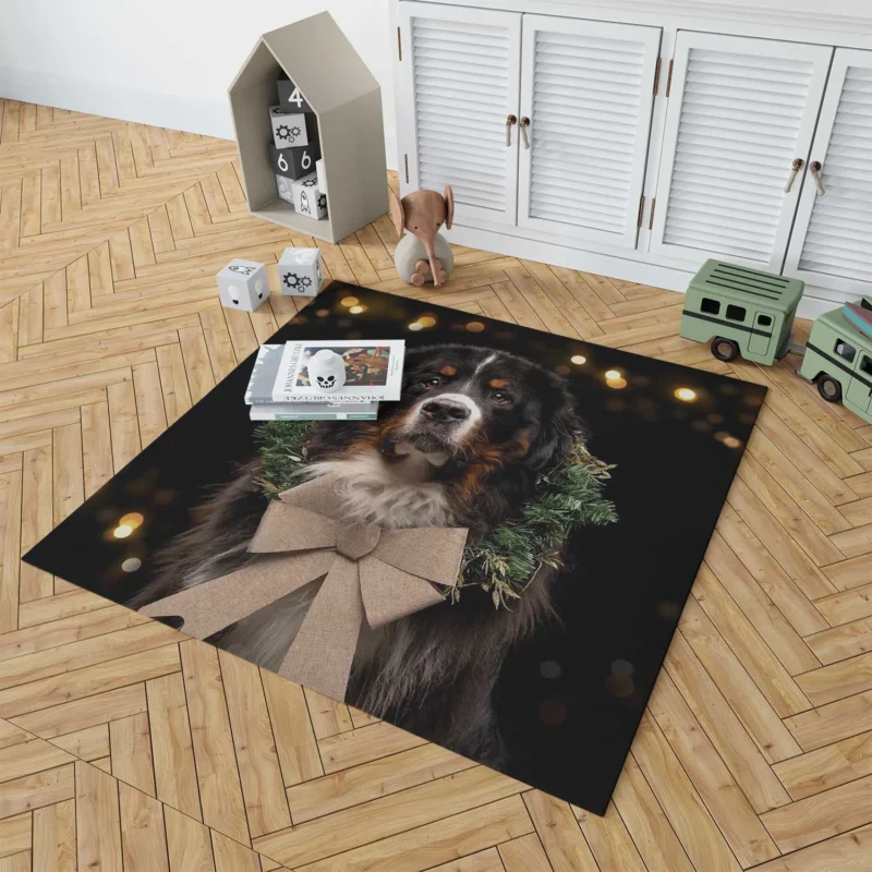 Bernese Majesty in Brave Dog: Bernese Mountain Dog Floor Rug 1