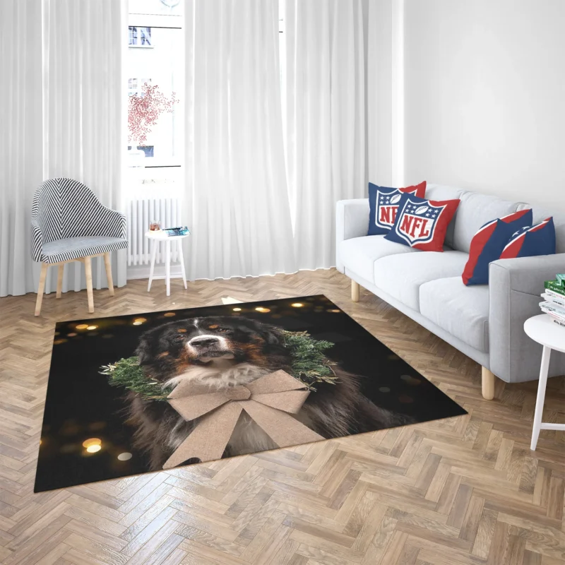 Bernese Majesty in Brave Dog: Bernese Mountain Dog Floor Rug 2