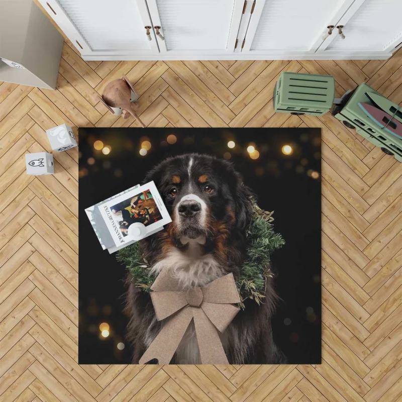 Bernese Majesty in Brave Dog: Bernese Mountain Dog Floor Rug