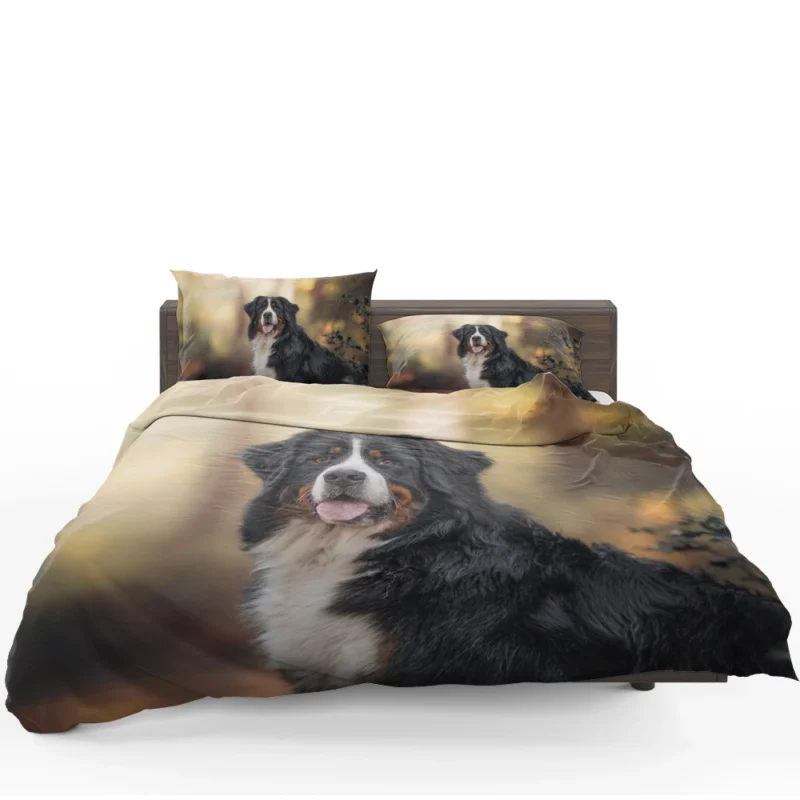 Bernese Mountain Dog Beauty in Snow with Depth Of Field and Sennenhund Bedding Set