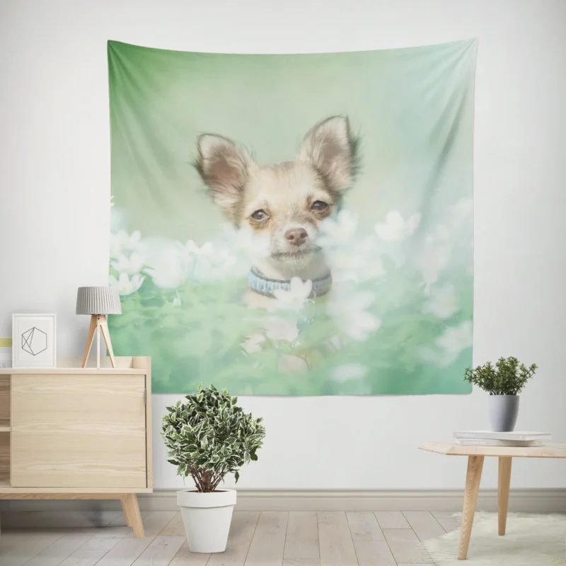 Blooms and Chihuahua Beauty  Chihuahua Quartet Wall Tapestry