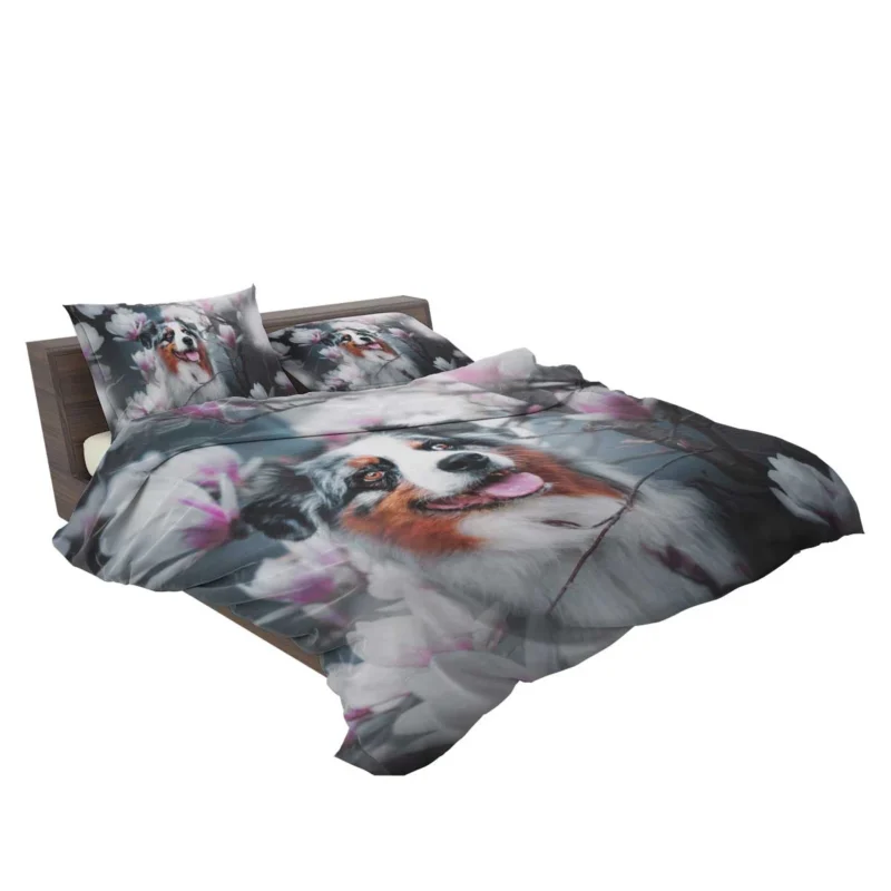 Blossom Flower with Muzzle: Australian Shepherd Bedding Set 2