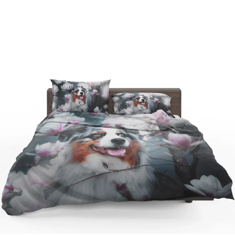 Blossom Flower with Muzzle: Australian Shepherd Bedding Set