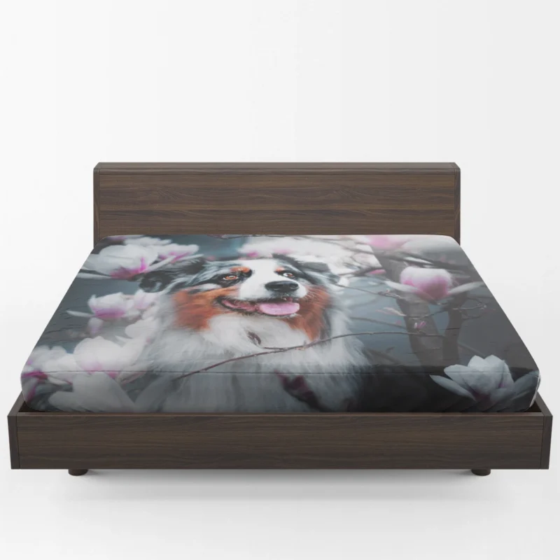 Blossom Flower with Muzzle: Australian Shepherd Fitted Sheet 1