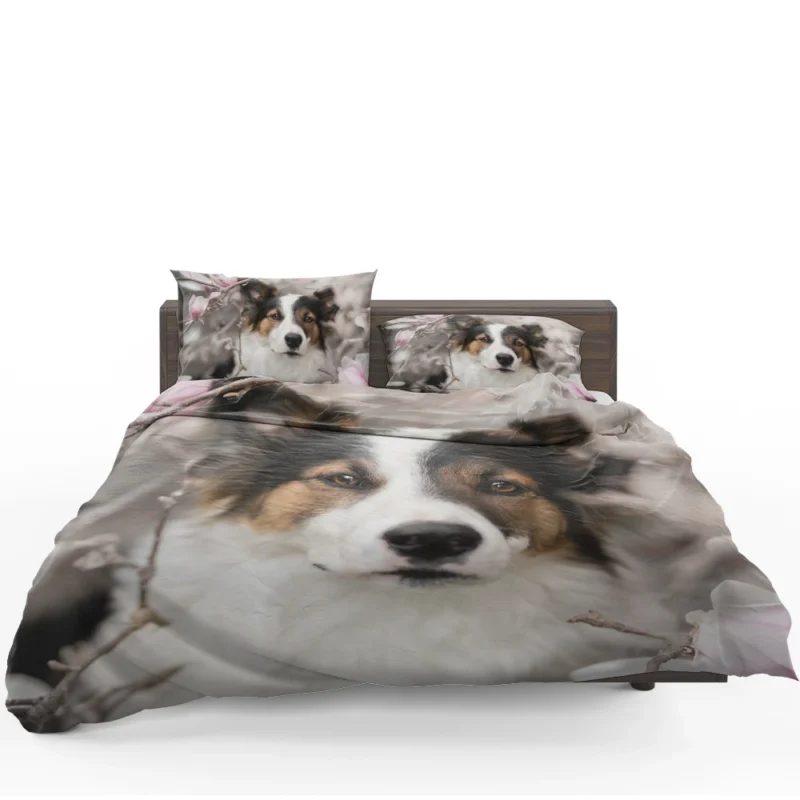 Blossom and Beauty: Australian Shepherd Bedding Set