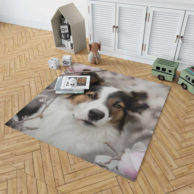 Blossom and Beauty: Australian Shepherd Floor Rug 1