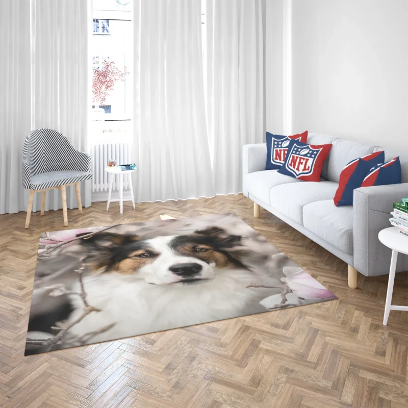 Blossom and Beauty: Australian Shepherd Floor Rug 2