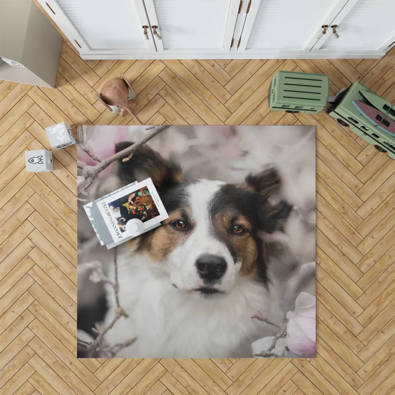 Blossom and Beauty: Australian Shepherd Floor Rug