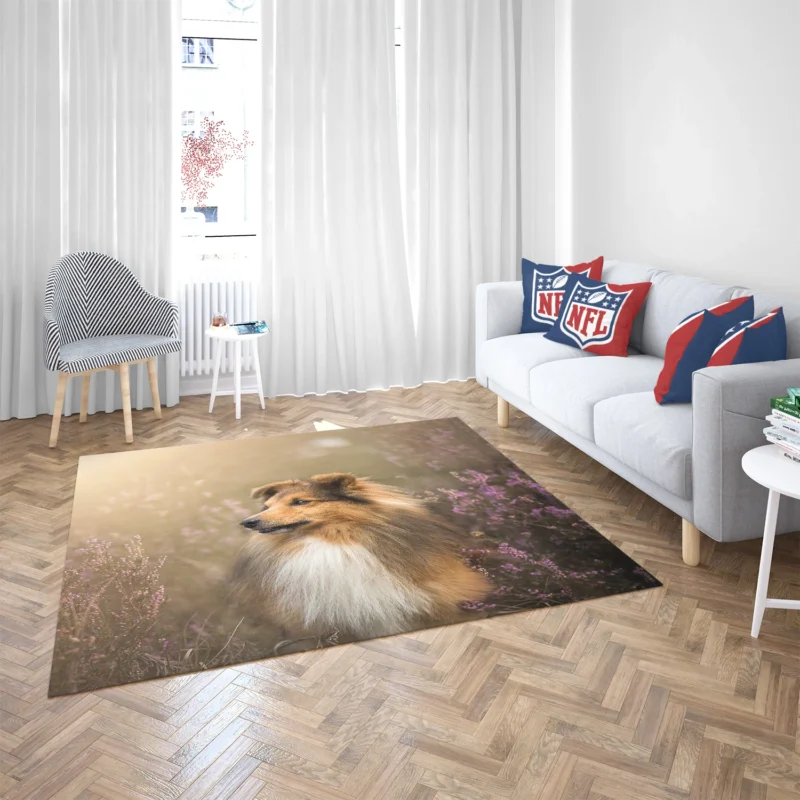 Blossoming Beauty: Shetland Sheepdog Quartet Floor Rug 2